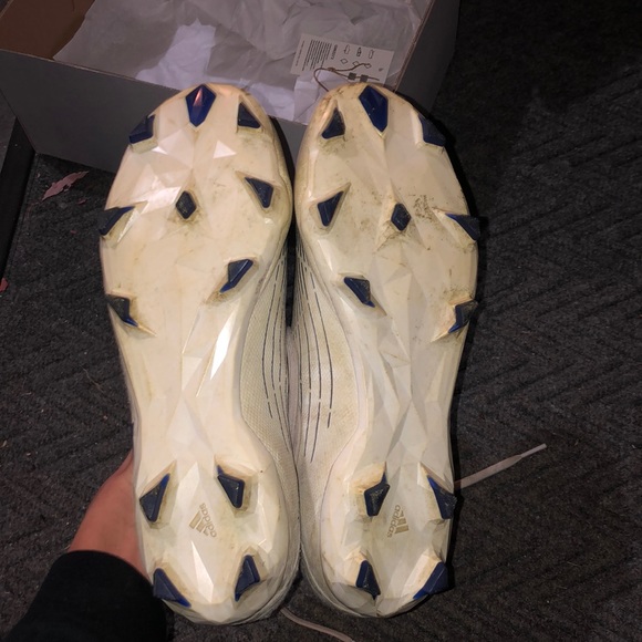 White and Blue Adidas Soccer Cleats - Picture 8 of 9